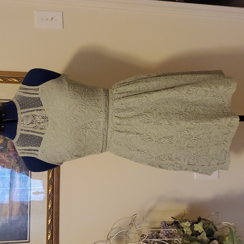 Gorgeous sage green lace dress.